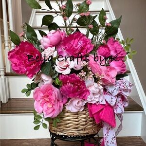 Pink Floral Basket Arrangement